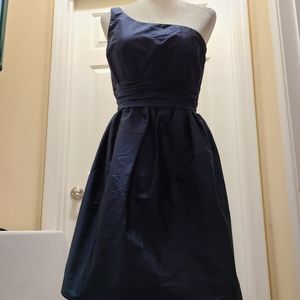 Eliza J formal dark blue one sleeve dress